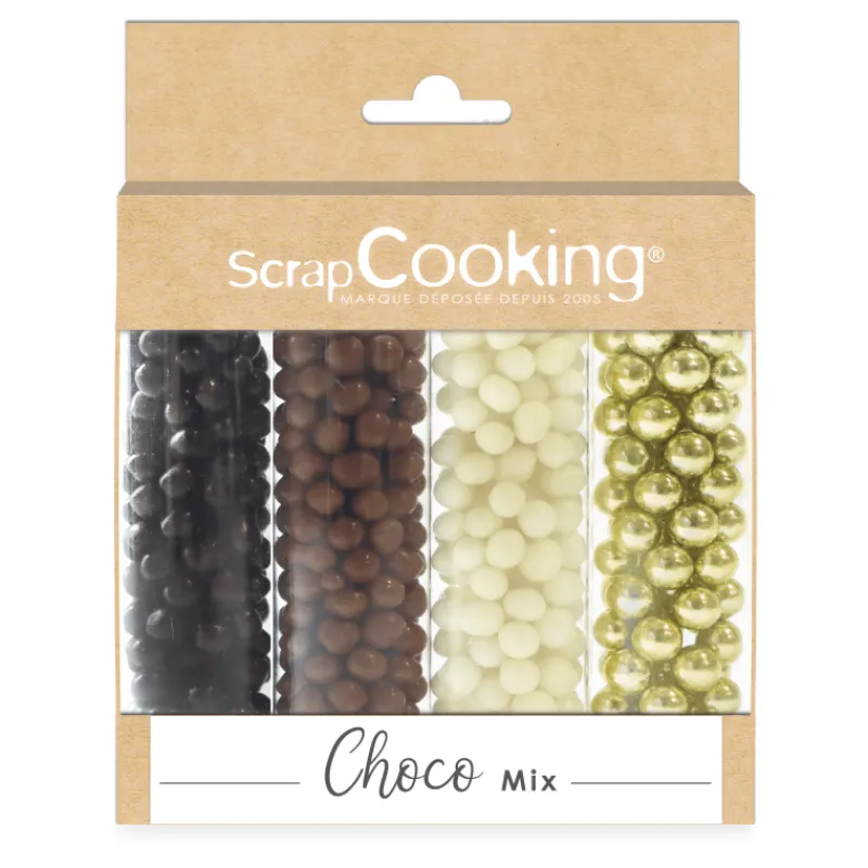 SCRAPCOOKING Décoration Comestible|4 Décors Billes Chocolat et Or 38 g