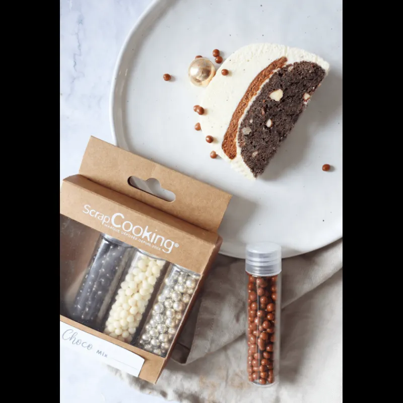 SCRAPCOOKING Décoration Comestible|4 Décors Billes Chocolat et Or 38 g