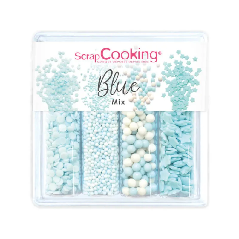 SCRAPCOOKING Décoration Comestible|4 Décors en Sucre Blue Mix 64 g