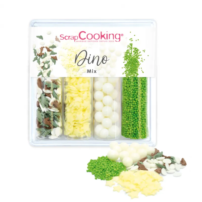 SCRAPCOOKING Décoration Comestible|4 Décors en Sucre Dino Mix 61 g