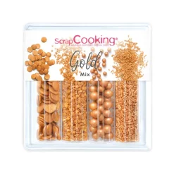 SCRAPCOOKING Décoration Comestible|4 Décors en Sucre Gold Mix 62 g