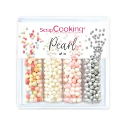 SCRAPCOOKING Décoration Comestible|4 Décors en Sucre Pearl Mix 56 g