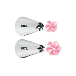 WILTON Douilles Pâtisserie|2 Douilles Fleurs Spéciales Gauchers Inox