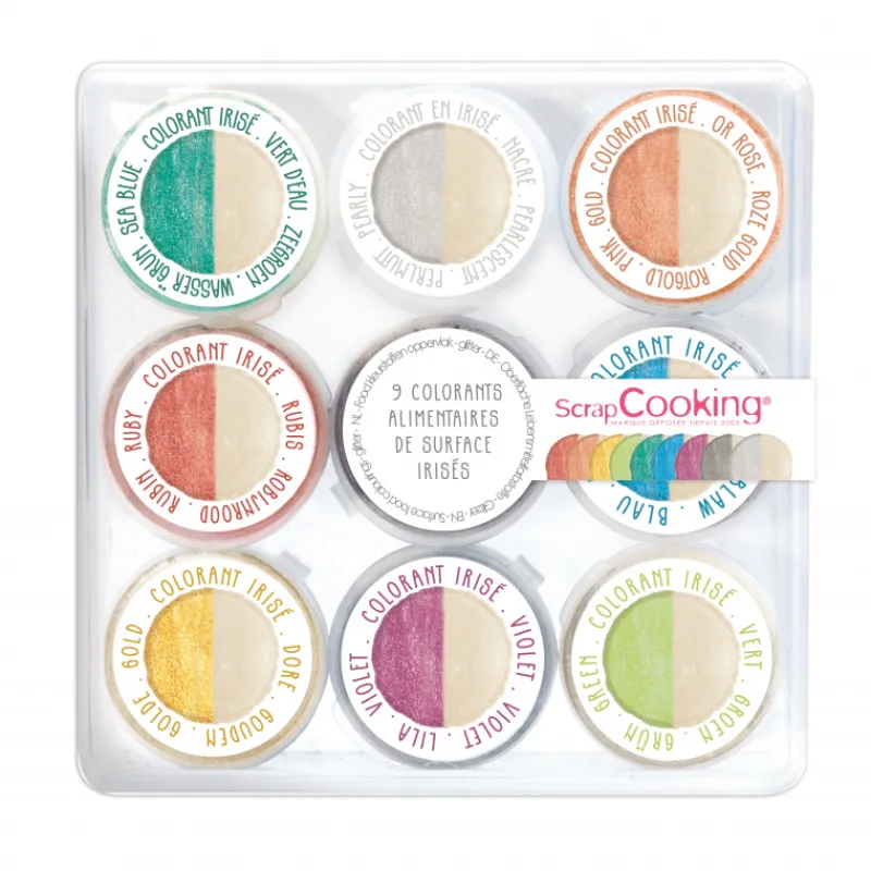 SCRAPCOOKING Colorants Alimentaires|9 Mini Colorants Irisés 9 x 1,5 g