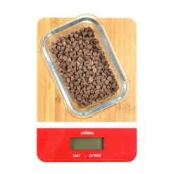 PEBBLY Balance De Cuisine|Balance de Cuisine Electronique Bambou Rectangle Rouge 23 x 16 cm