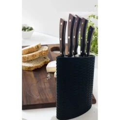 LEBRUN Rangement Couteaux|Couteau À Pain|Bloc à Couteaux Tressé + 5 Couteaux