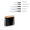 SABATIER Rangement Couteaux|Couteau À Pain|Bloc Couteau Noir Manille avec 5 Couteaux de Cuisine Ysis