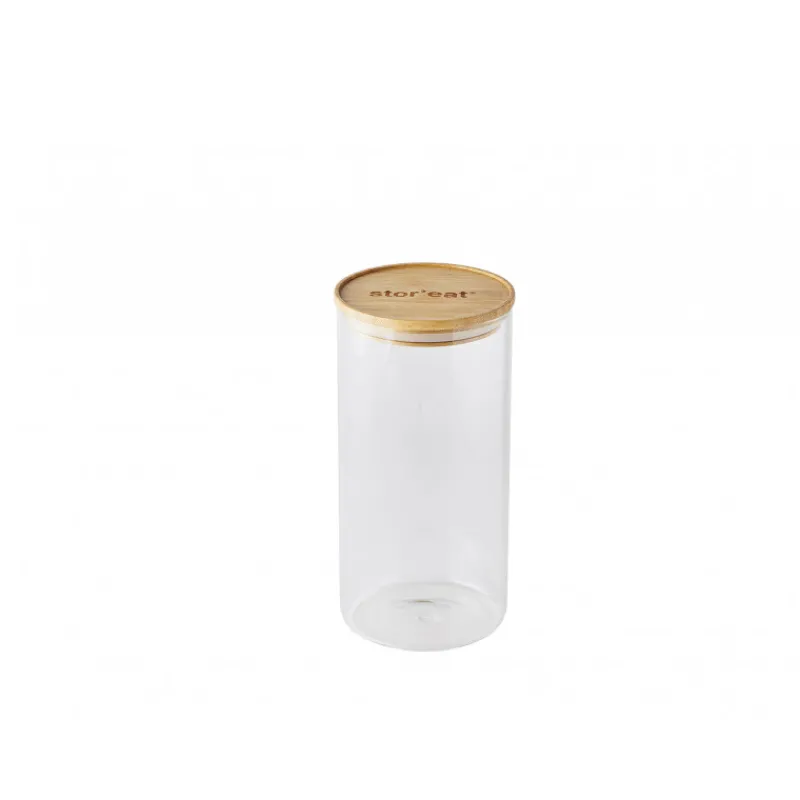 MASTRAD Conservation|Bocal en Verre 1,75 L avec Couvercle Bambou Stor'eat