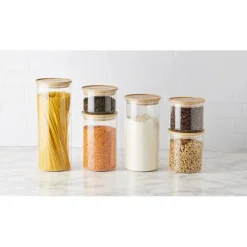 MASTRAD Conservation|Bocal en Verre 1,3 L avec Couvercle Bambou Stor'eat