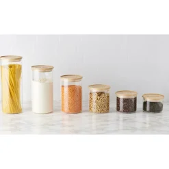 MASTRAD Conservation|Bocal en Verre 400 ml avec Couvercle Bambou Stor'eat