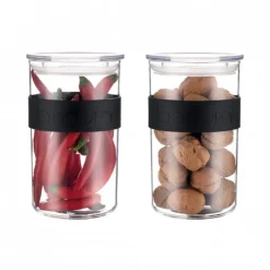 BODUM Conservation|Bocal Plastique 1 L avec Couvercle (x2) PRESSO