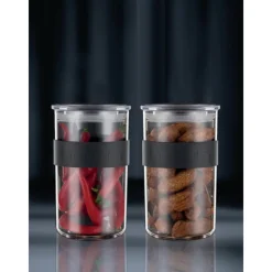 BODUM Conservation|Bocal Plastique 1 L avec Couvercle (x2) PRESSO