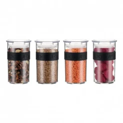 BODUM Conservation|Bocal Plastique 250 ml avec Couvercle (x4) PRESSO