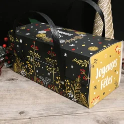 PATISDECOR Emballage Alimentaire|Boîte à Bûche 25 x 11 cm Végétal (x12) Patisdécor