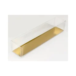 MALLARD FERRIERE Emballage Alimentaire|Boîte 9 Macarons Transparente Fond Or 24 cm