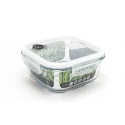 PEBBLY Plat De Cuisson|Conservation|Boîte de Conservation en Verre Carré 800 ml