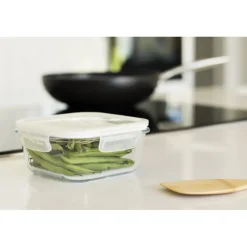 PEBBLY Plat De Cuisson|Conservation|Boîte de Conservation en Verre Carré 800 ml