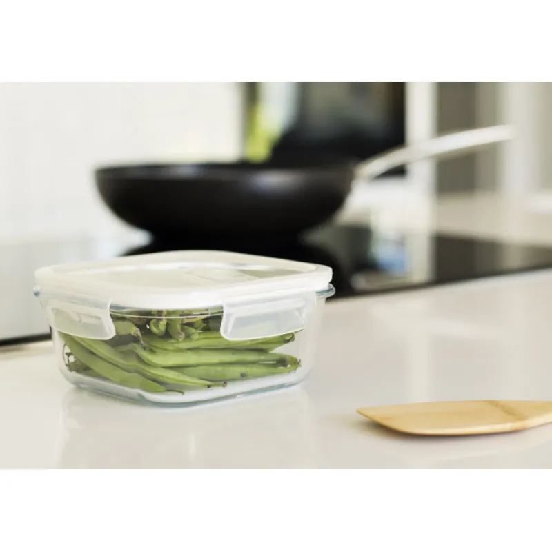 PEBBLY Plat De Cuisson|Conservation|Boîte de Conservation en Verre Carré 800 ml