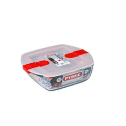 PYREX Conservation|Boîte de Conservation en Verre Carrée 20 x 17 cm 1 L Cook & Heat