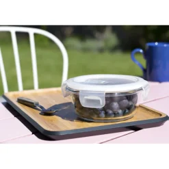 PEBBLY Plat De Cuisson|Conservation|Boîte de Conservation en Verre Rond 400 ml