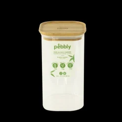 PEBBLY Conservation|Boîte de Conservation en Verre et Bambou Carré 1,4 L