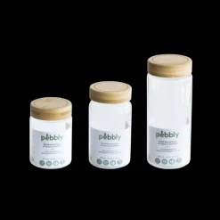 PEBBLY Conservation|Boîte de Conservation en Verre et Bambou Rond 850 ml