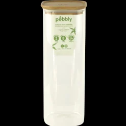 PEBBLY Conservation|Boîte de Conservation en Verre et Bambou Carré 2,2 L