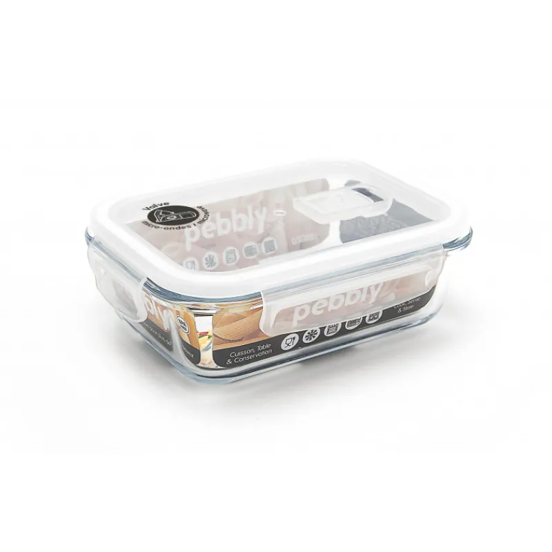 PEBBLY Plat De Cuisson|Conservation|Boîte de Conservation en Verre Rectangle 650 ml