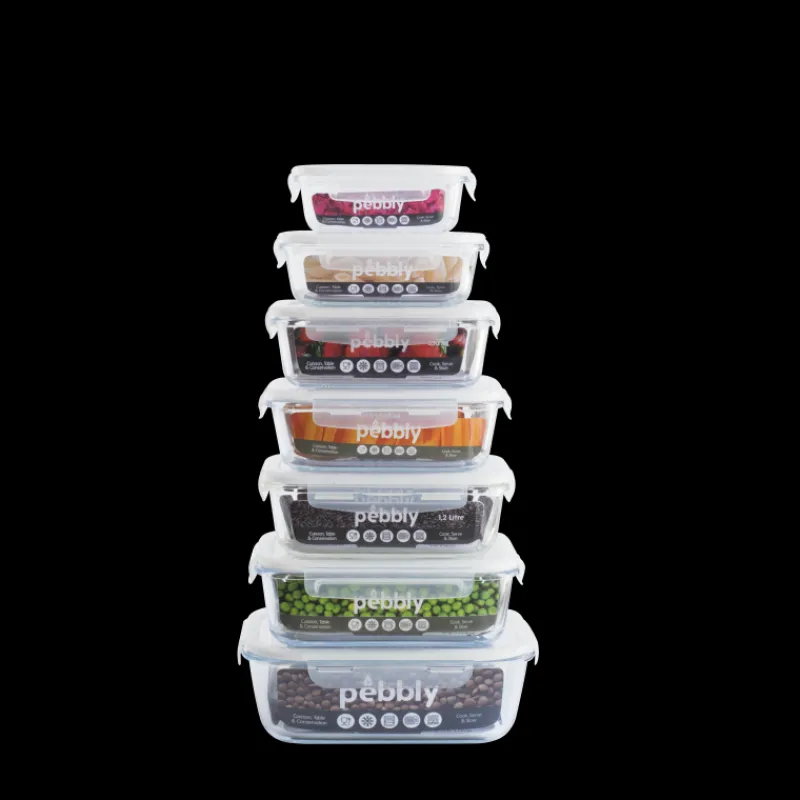 PEBBLY Plat De Cuisson|Conservation|Boîte de Conservation en Verre Rectangle 650 ml