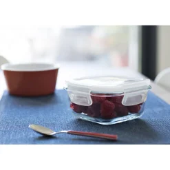 PEBBLY Plat De Cuisson|Conservation|Boîte de Conservation en Verre Carré 320 ml