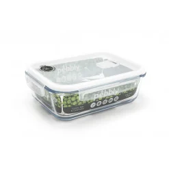 PEBBLY Plat De Cuisson|Conservation|Boîte de Conservation en Verre Rectangle 1,5 L