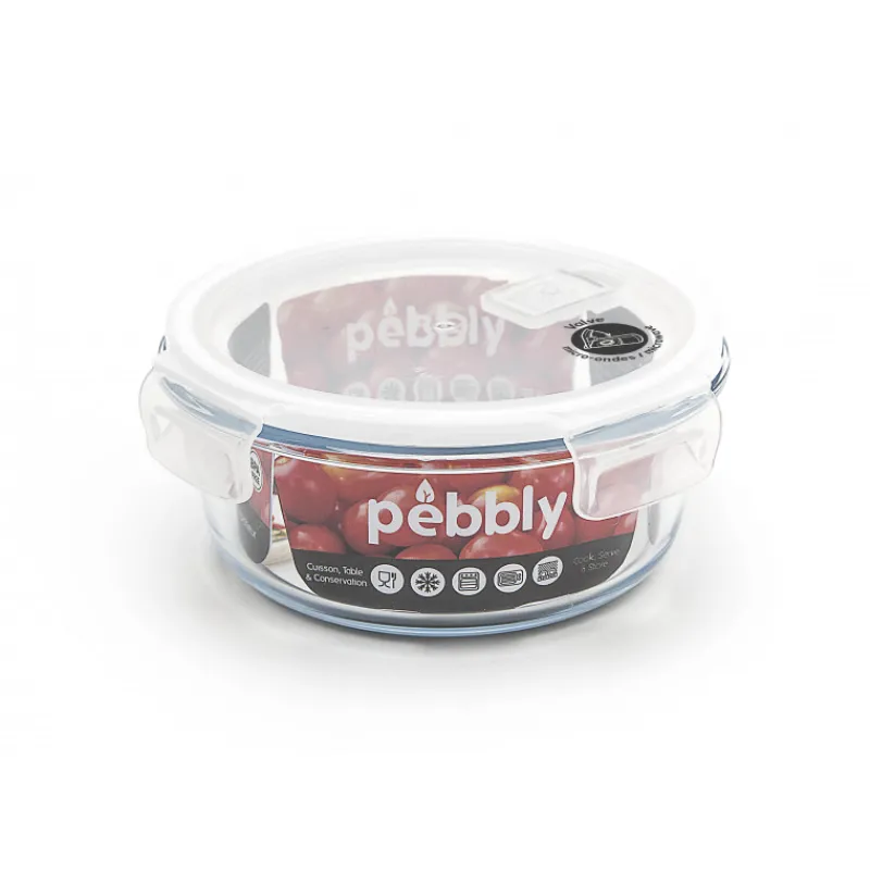 PEBBLY Plat De Cuisson|Conservation|Boîte de Conservation en Verre Rond 950 ml