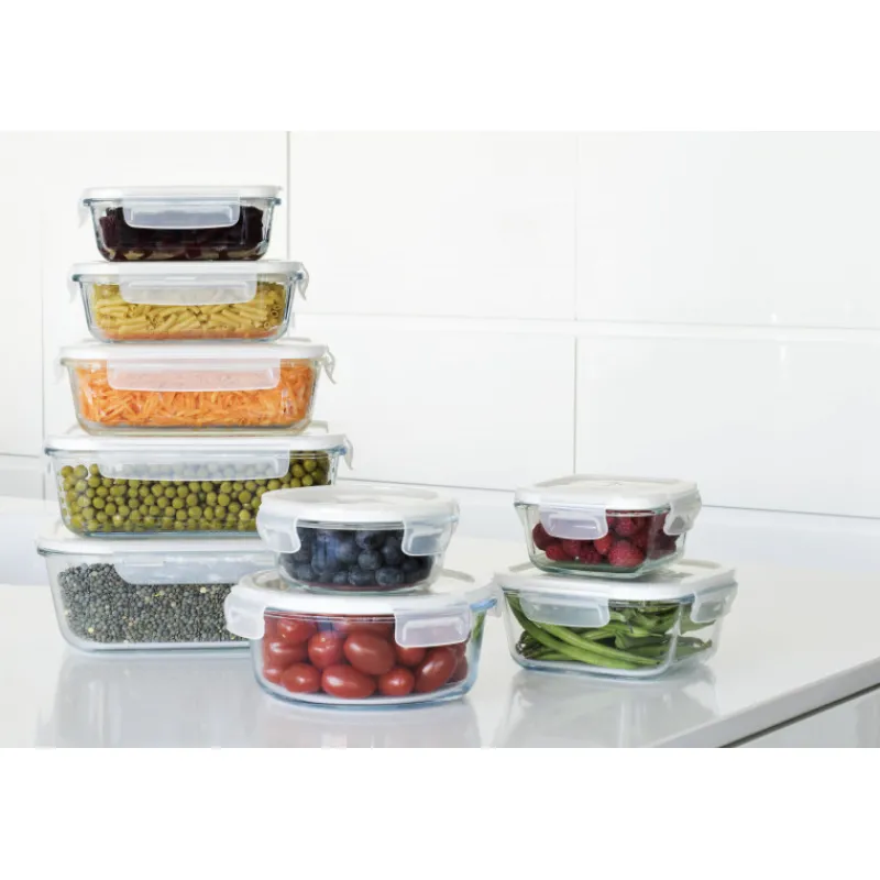 PEBBLY Plat De Cuisson|Conservation|Boîte de Conservation en Verre Rond 950 ml