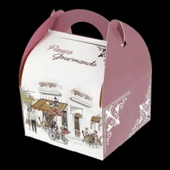CUISINEADDICT Emballage Alimentaire|Boîte pâtissière avec poignées Pause Gourmande 17 x 15 cm x H 5,5 cm (x50)