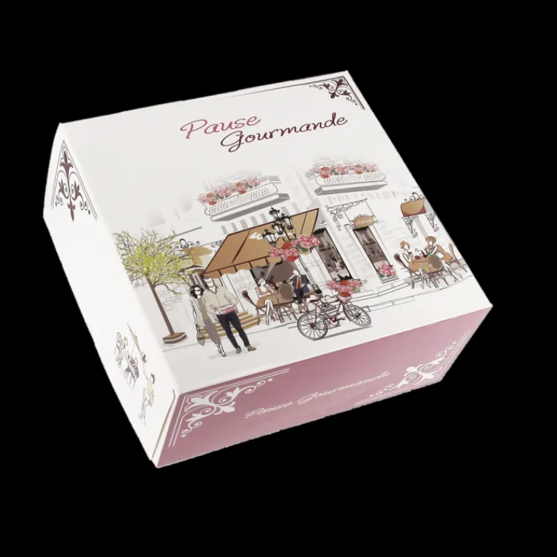 CUISINEADDICT Emballage Alimentaire|Boîte pâtissière Pause Gourmande - 16 x H 8 cm - (x50)