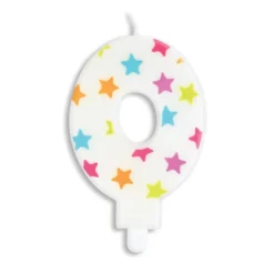 SCRAPCOOKING Décoration Gâteau|Bougie Chiffre 0 Blanche à Etoiles Multicolores