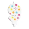 SCRAPCOOKING Décoration Gâteau|Bougie Chiffre 9 Blanche à Etoiles Multicolores