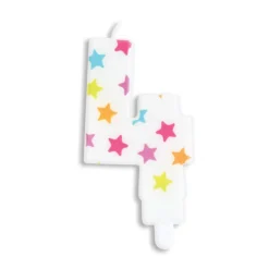 SCRAPCOOKING Décoration Gâteau|Bougie Chiffre 4 Blanche à Etoiles Multicolores
