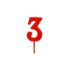 GATODECO Décoration Gâteau|Bougie Chiffre 3 Rouge Gatodéco