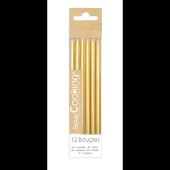 SCRAPCOOKING Décoration Gâteau|Bougies Longues Dorées 12 cm (x12)