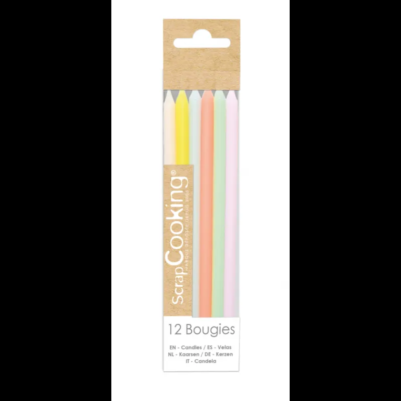 SCRAPCOOKING Décoration Gâteau|Bougies Longues Pastel 12 cm (x12)