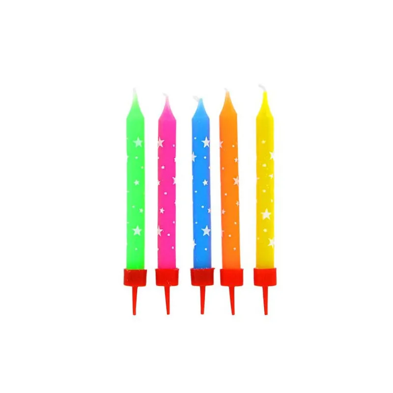 GATODECO Décoration Gâteau|Bougies Multicolores à Etoiles Blanches (x10) Gatodéco