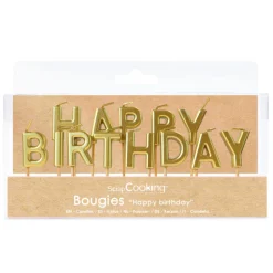SCRAPCOOKING Décoration Gâteau|Bougies "Happy Birthday" Dorées