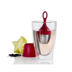 ADHOC Vaisselle|Boule à Thé avec Support Rouge Ø 4 cm x H 12,5 cm