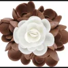 FLORENSUC Décoration Comestible|Bouquet Fleur Azyme 10 cm Blanc et Marron 5 cm (x6)