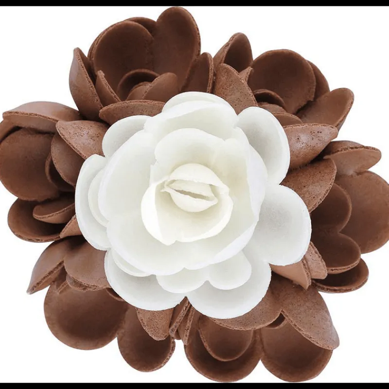 FLORENSUC Décoration Comestible|Bouquet Fleur Azyme 10 cm Blanc et Marron 5 cm (x6)