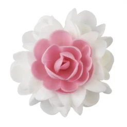 FLORENSUC Décoration Comestible|Bouquet Fleur Azyme 10 cm Rose et Blanc 5 cm (x6)
