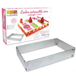 SCRAPCOOKING Cercle À Patisserie|Cadre à Pâtisserie Extensible Inox Rectangle