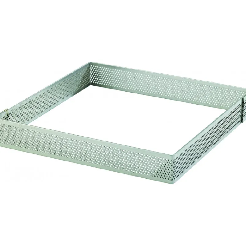 MALLARD FERRIERE Cercle À Patisserie|Cadre à Tarte Carré Inox Perforé 12 cm H.2 cm