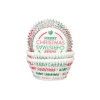 HOUSE OF MARIE Moules En Papier|Caissette à Cupcake Merry Christmas Vert et Rouge Ø 5 cm (x50)